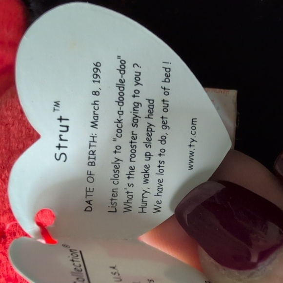 TY Babie. 1996 Vintage/Rare. Strut The Rooster. NWT. - Picture 6 of 7